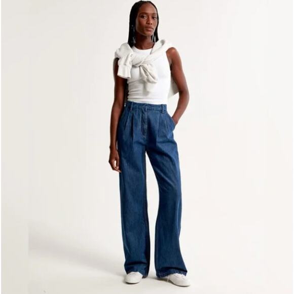 ABERCROMBIE & FITCH Sloane Tailored Wide Leg Jean Trousers Sz 31/12R $100 {N37} - Picture 3 of 5